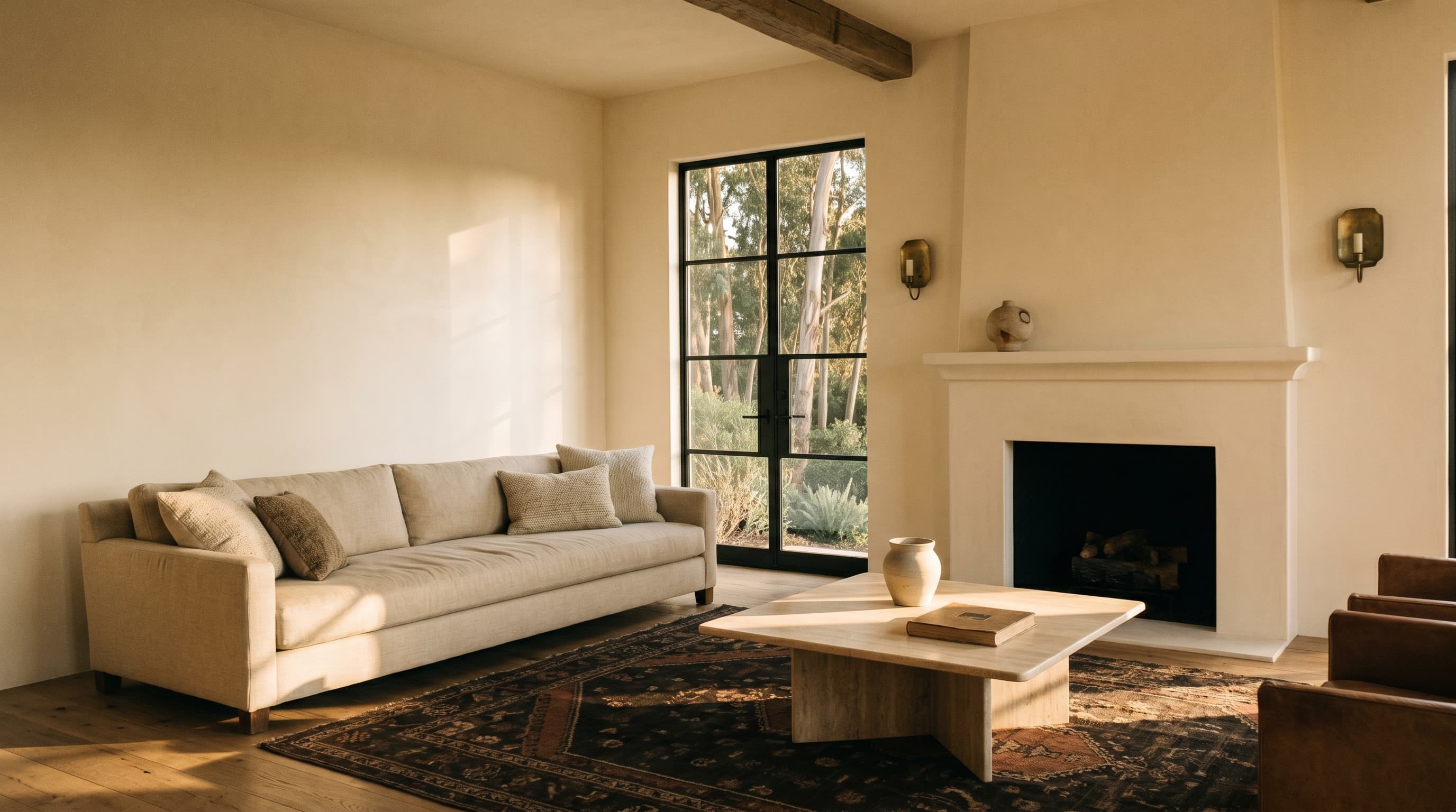 Cerro Studio — Montecito living room at golden hour