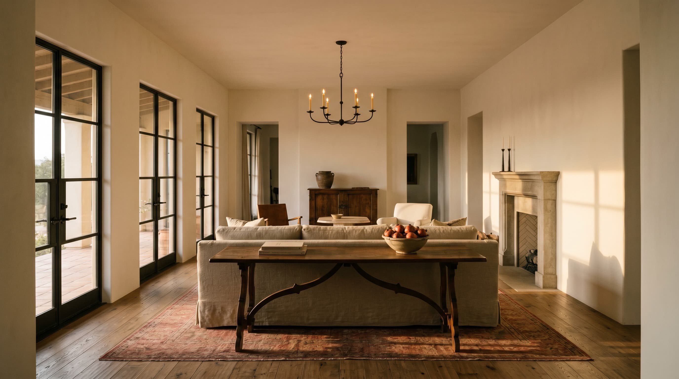 Olive Hill House — living room, north elevation, morning