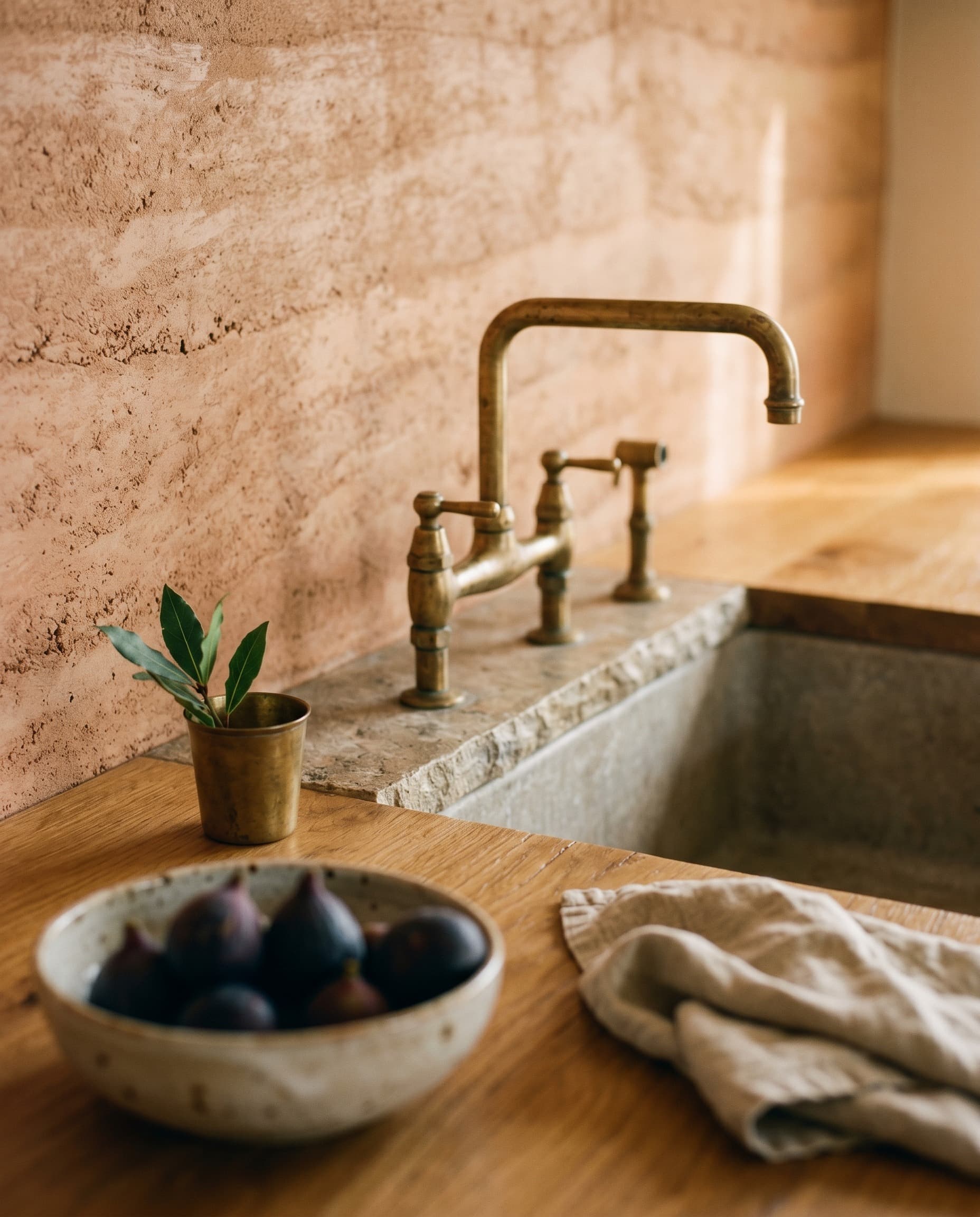Sycamore Canyon — kitchen detail, travertine and oak
