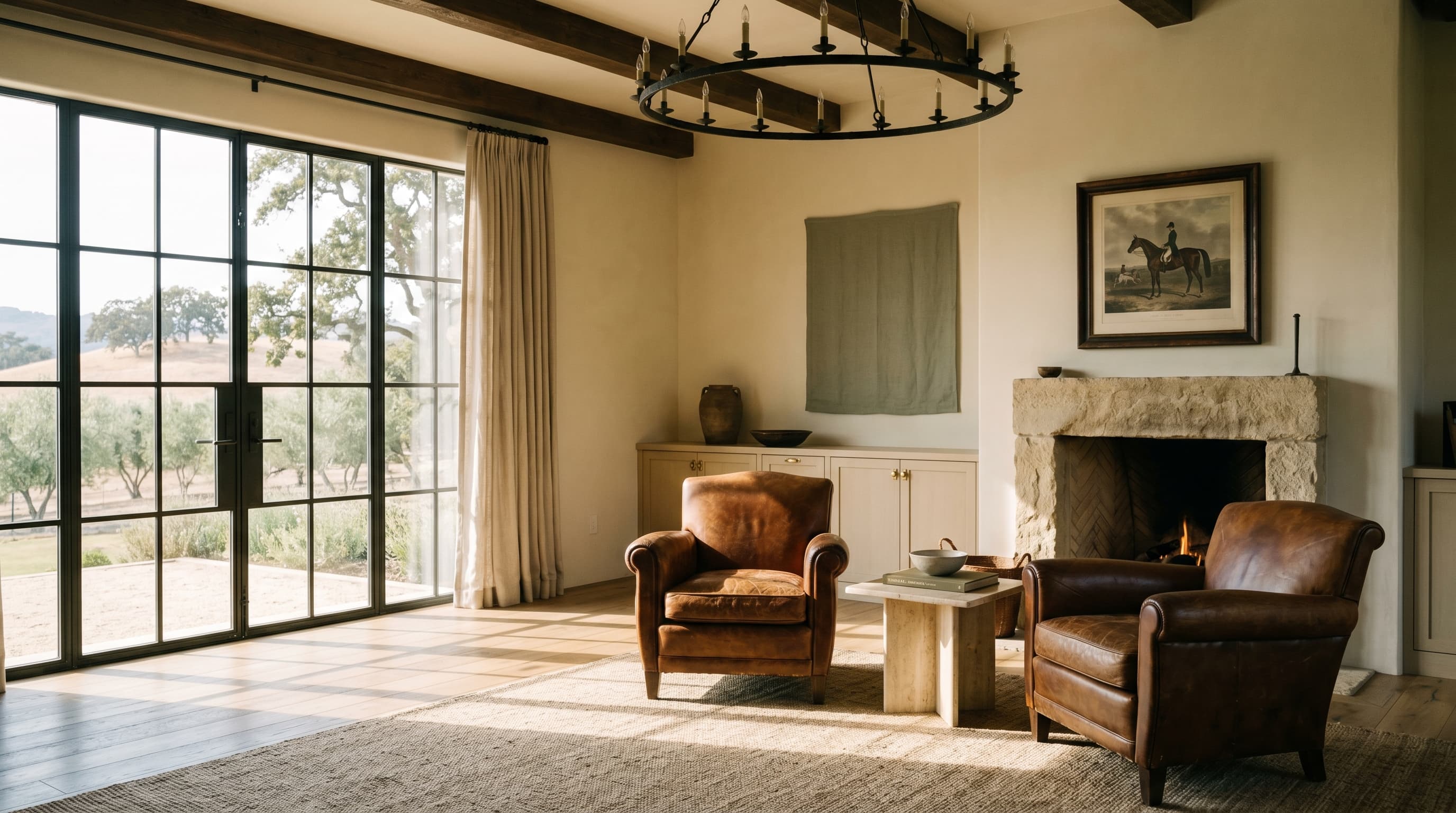 Vine Hill Estate — living room, north elevation, morning